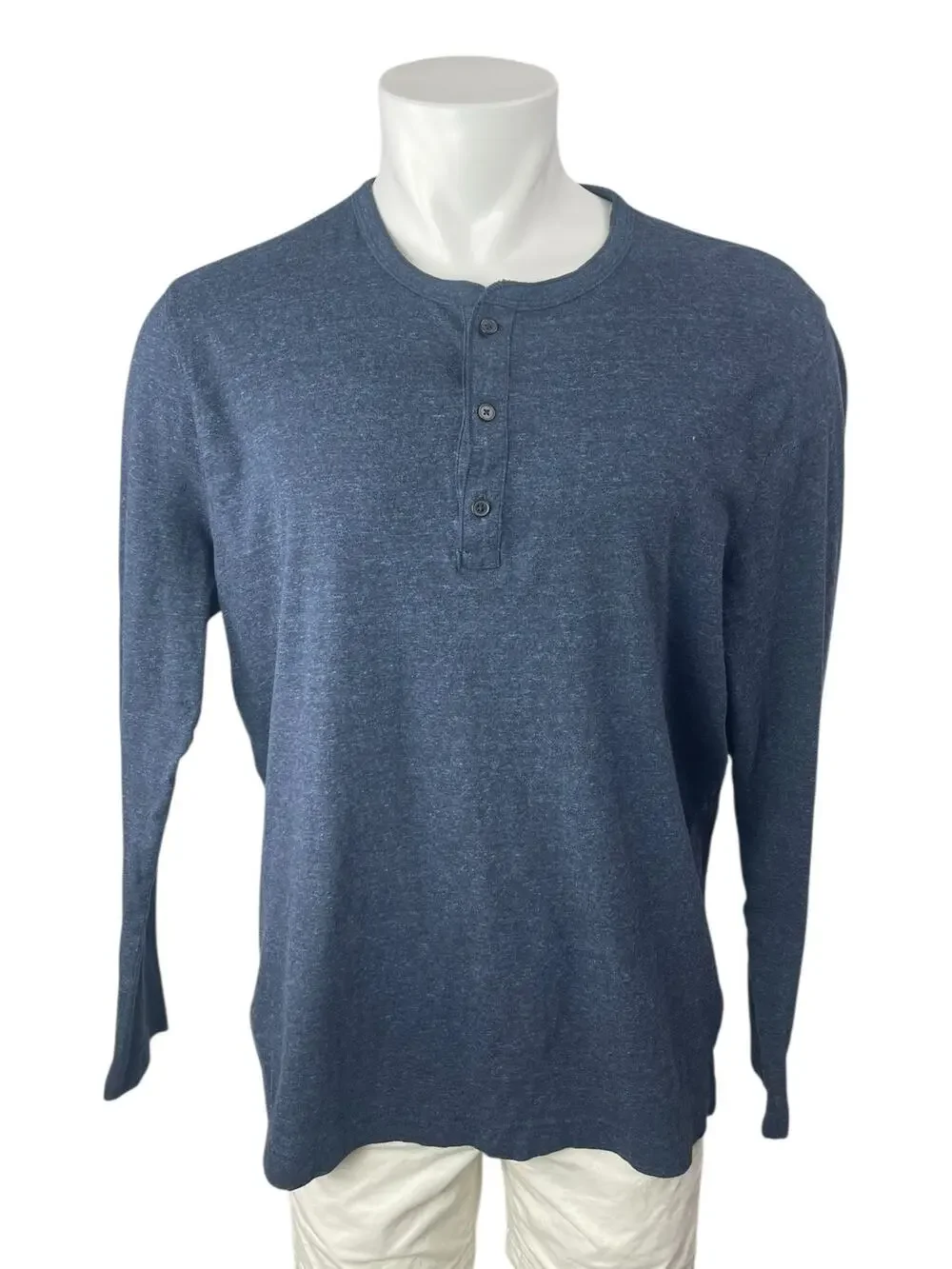 Banana Republic Men's Blue Soft Wash Long Sleeve Henley T Shirt Tee Top Size XL